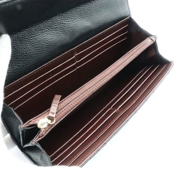 Chanel CC Classic Caviar Flap Wallet Quilted Leather Chain Purse Black