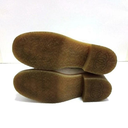 Chanel Quilted Leather Fur Boots Shoes White Gold CC Logo 37