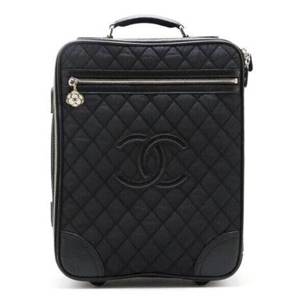 Chanel CC Quilted Nylon Luggage Carry-on Trolley Wheels Travel Bag