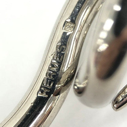 Hermes Jumbo Hook Bracelet Stainless Steel Leather Silver Brown