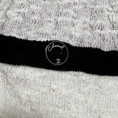 Chanel CC Knit Mini Dress White Cotton Colorblock Cruise Collection
