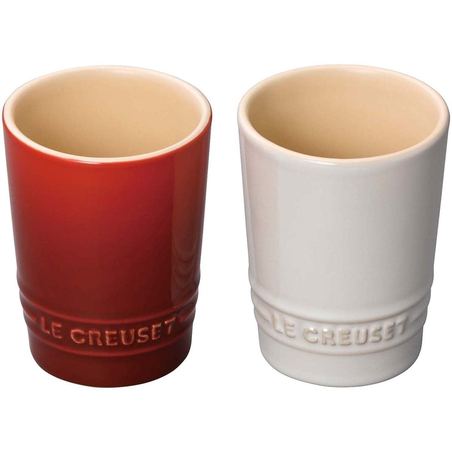Le Creuset Set of 2 Short Tumbler 240ml Cherry Red White Gift Brand New Ceramic
