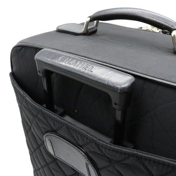 Chanel CC Quilted Nylon Luggage Carry-on Trolley Wheels Travel Bag
