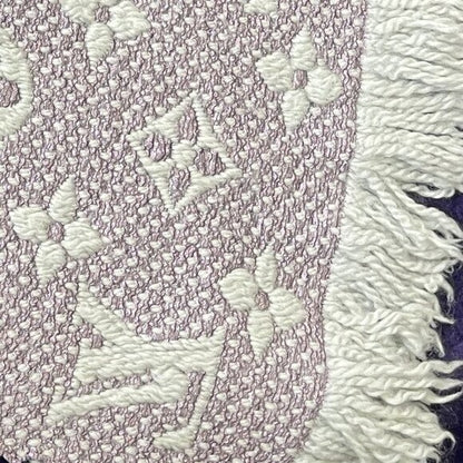 Louis Vuitton Logomania Silk Wool Scarf Monogram Grey Light Purple Pink