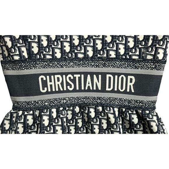 Christian Dior Trotter Logo Navy Monogram Vintage Dress Y2 K Oblique