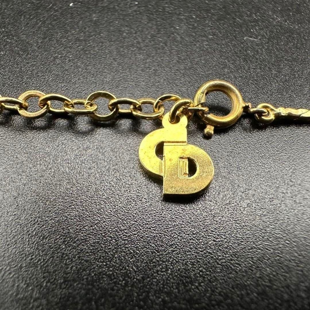 Christian Dior Vintage Rhinestone Crystal Heart Necklace Gold Plated