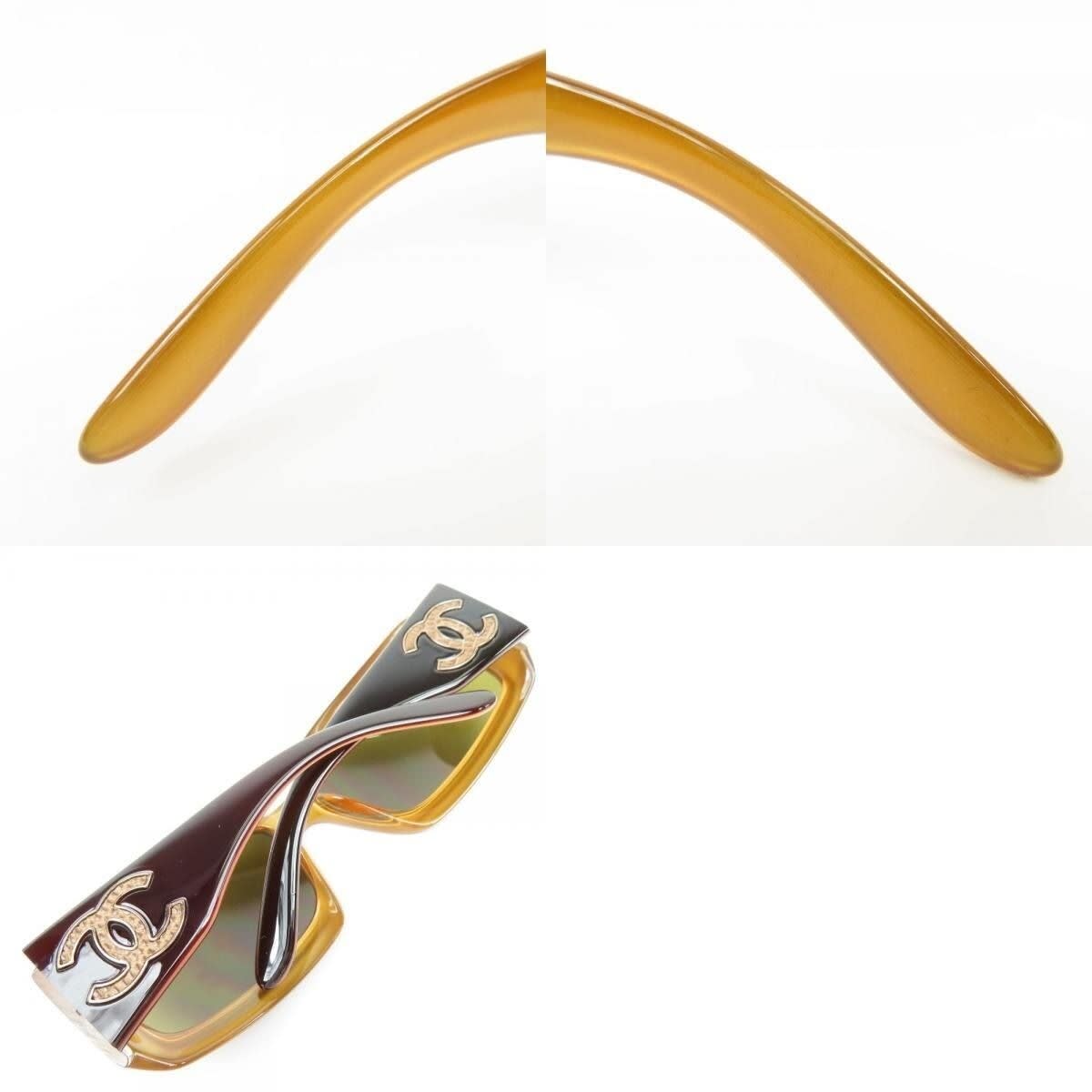 Chanel CC Vintage Logo Mother of Pearl Sunglasses 6022-Q Brown Amber