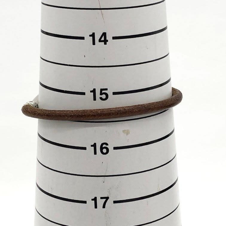 Hermes Jumbo Hook Bracelet Stainless Steel Leather Silver Brown