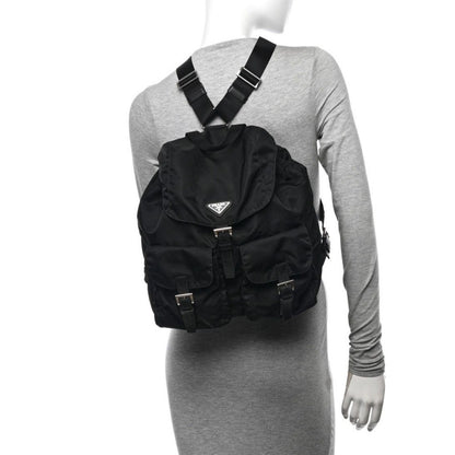 Prada Nylon Tessuto Backpack Saffiano Leather Shoulder Bag Purse Tote
