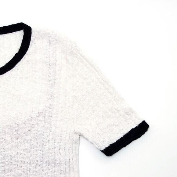 Chanel CC Knit Mini Dress White Cotton Colorblock Cruise Collection