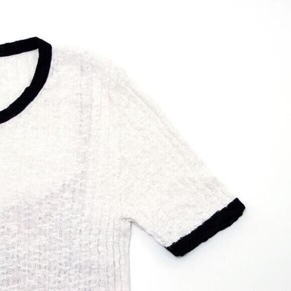 Chanel CC Knit Mini Dress White Cotton Colorblock Cruise Collection