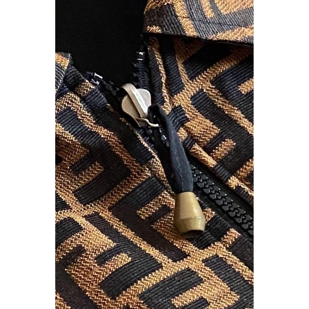 Fendi Vintage Zucca Monogram Reversible Jacket Trench Coat Brown