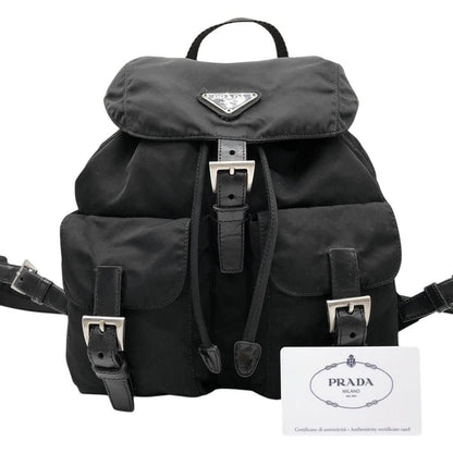 Prada Nylon Tessuto Backpack Saffiano Leather Shoulder Bag Purse Tote