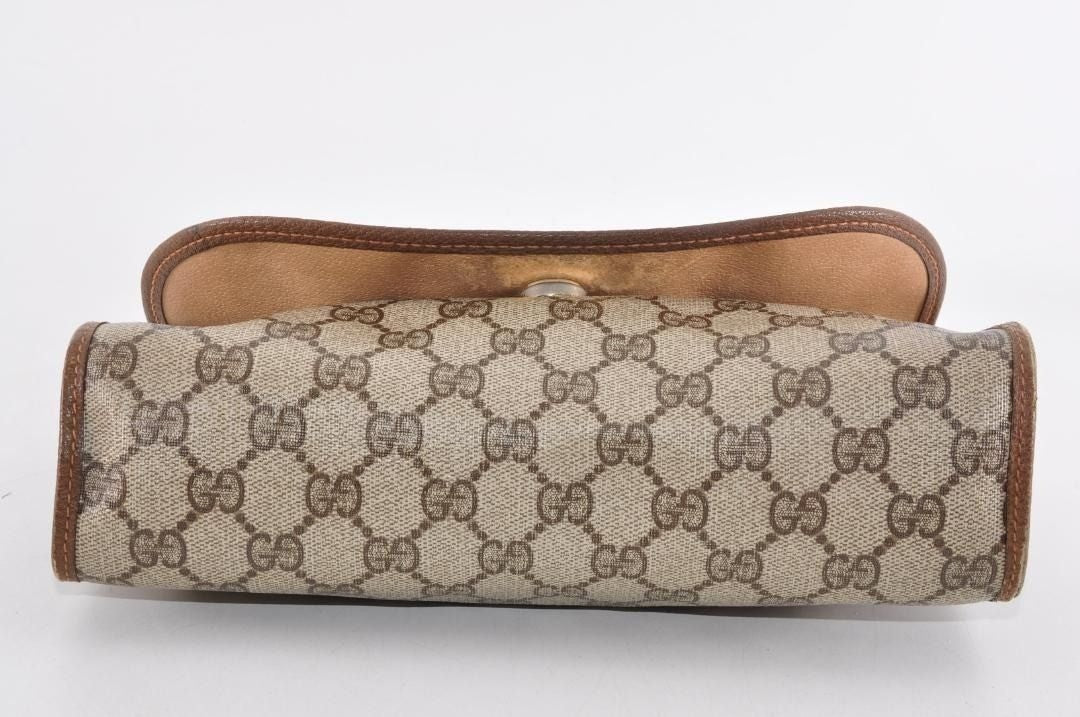 Gucci GG Supreme Ophidia Sherry Line Clutch Bag Wallet Web Canvas Tan