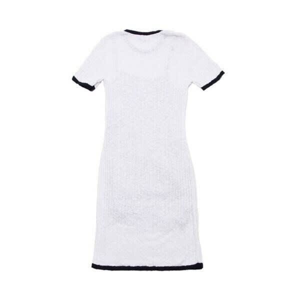 Chanel Runway Dress CC White Cotton Midi Vintage Cruise Collection Knit