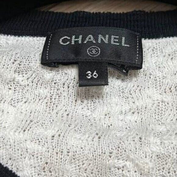 Chanel CC Knit Mini Dress White Cotton Colorblock Cruise Collection