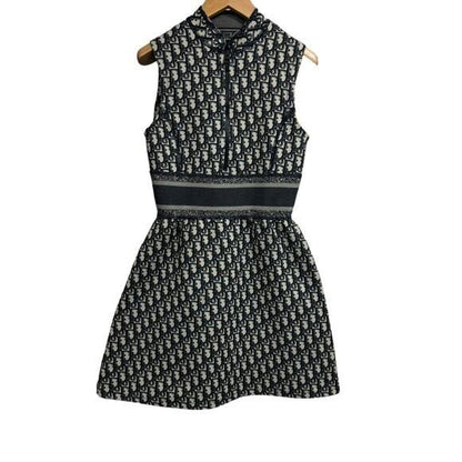 Christian Dior Trotter Logo Navy Monogram Vintage Dress Y2 K Oblique