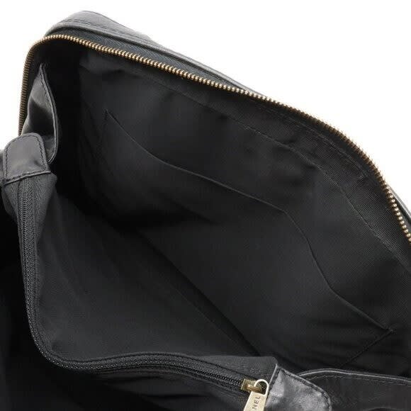 Chanel CC Wild Stitch Vintage Quilted Shoulder Bag Tote Calfskin Black