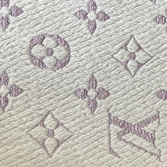 Louis Vuitton Logomania Silk Wool Scarf Monogram Grey Light Purple Pink