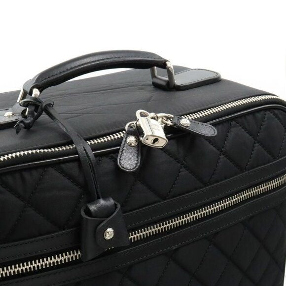 Chanel CC Quilted Nylon Luggage Carry-on Trolley Wheels Travel Bag