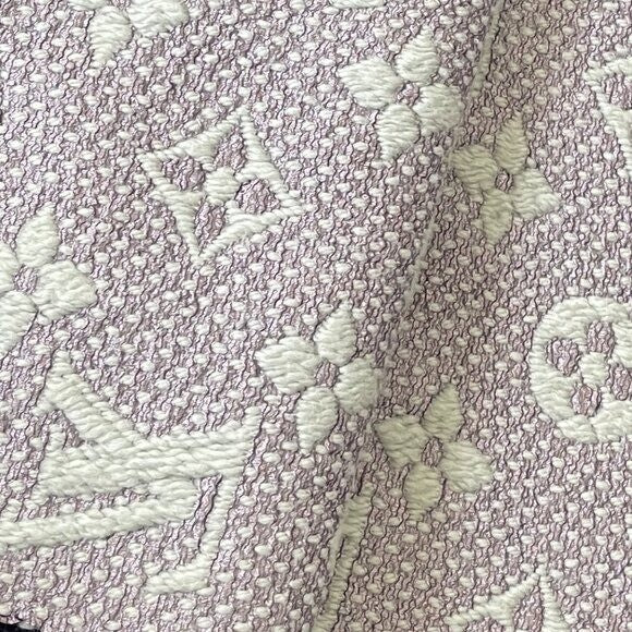 Louis Vuitton Logomania Silk Wool Scarf Monogram Grey Light Purple Pink