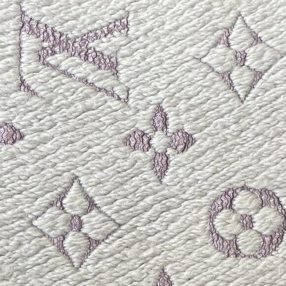 Louis Vuitton Logomania Silk Wool Scarf Monogram Grey Light Purple Pink