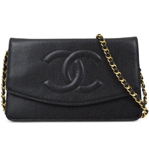Chanel CC Classic Timeless Caviar Flap Wallet on Chain Purse Black Bag