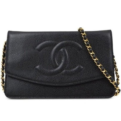 Chanel CC Classic Timeless Caviar Flap Wallet on Chain Purse Black Bag