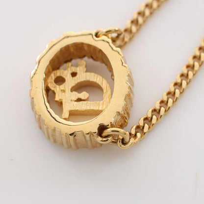 Christian Dior Vintage Rhinestone Crystal Round Necklace Gold Plated