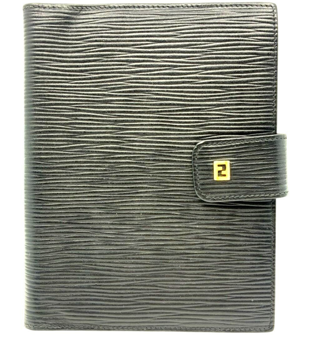 Fendi Epi Leather Agenda Pass Port Cover Case Notebook Black