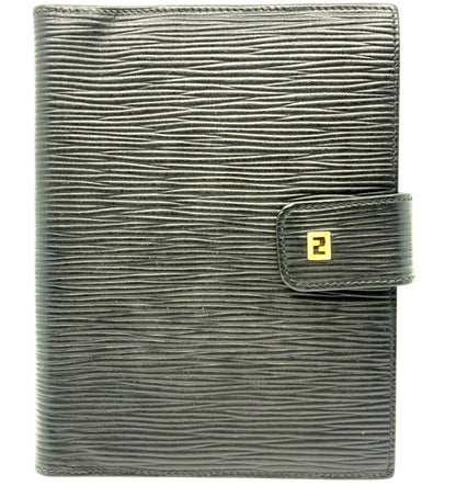 Fendi Epi Leather Agenda Pass Port Cover Case Notebook Black