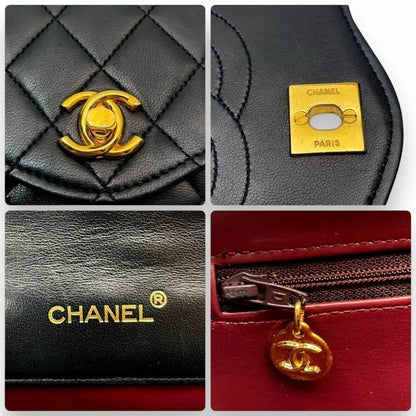 Chanel Vintage Matelasse Lambskin Leather Quilted Shoulder Bag Chain