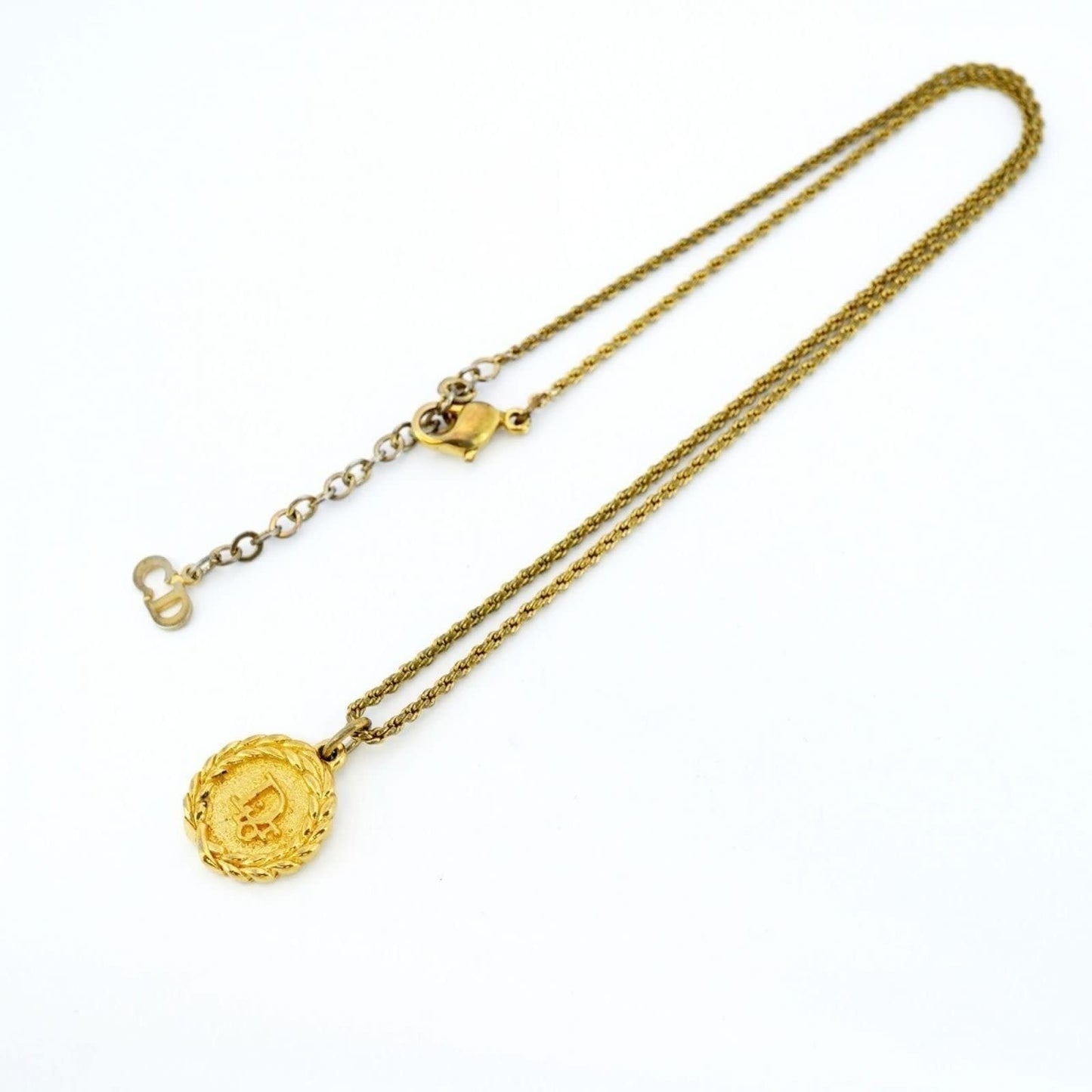 Christian Dior Vintage Gold Plated Necklace Medallion
