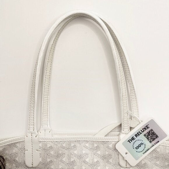 Goyard Goyardine Saint Louis PM White Shoulder Tote Bag &amp; Pouch Wallet