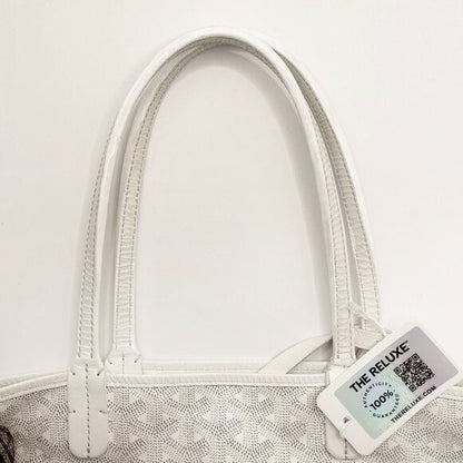 Goyard Goyardine Saint Louis PM White Shoulder Tote Bag &amp; Pouch Wallet