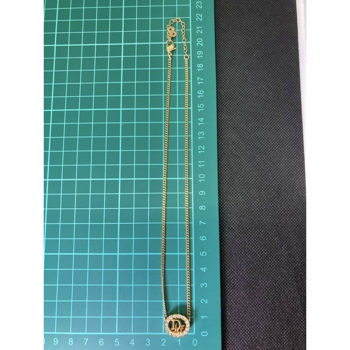 Christian Dior Vintage Rhinestone Crystal Round Necklace Gold Plated