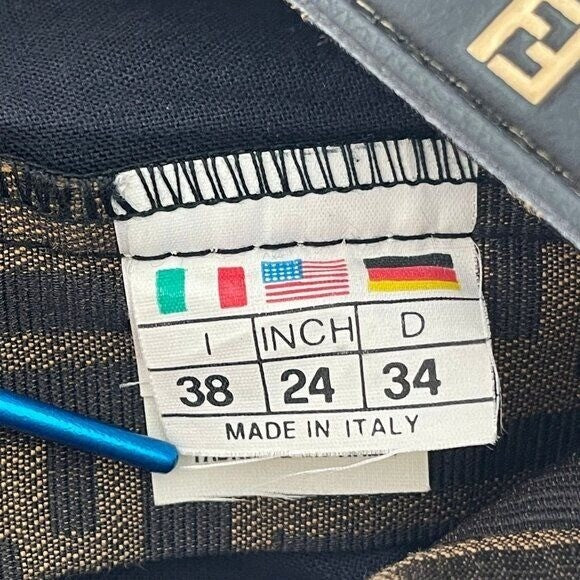 Authentic Fendi Ff Zucca Vintage Printed Mini Skirt Brown Tan Pockets