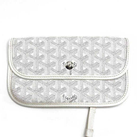 Goyard Goyardine Saint Louis PM White Shoulder Tote Bag &amp; Pouch Wallet