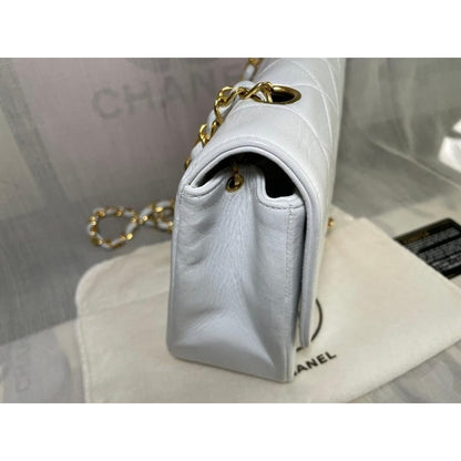 Chanel Diana Medium Single Flap Quilted Lambskin Bag White