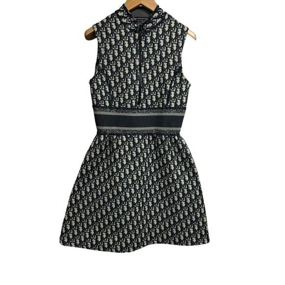 Authentic Christian Dior Trotter Logo Navy Monogram Vintage Dress Y2k Oblique
