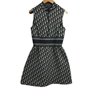 Authentic Christian Dior Trotter Logo Navy Monogram Vintage Dress Y2k Oblique
