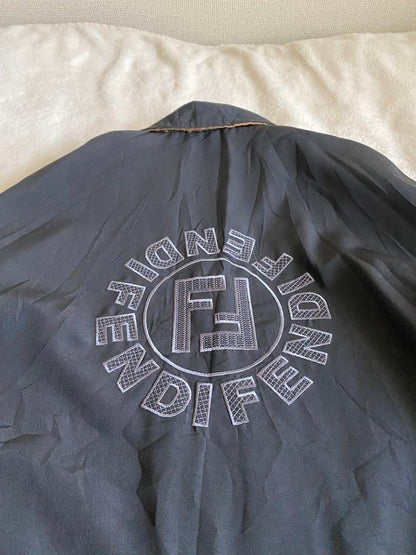 Fendi Vintage Zucca Monogram Reversible Jacket Trench Coat Brown