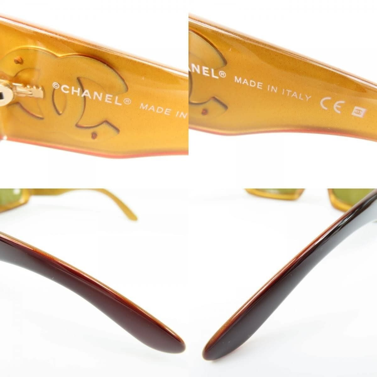 Chanel CC Vintage Logo Mother of Pearl Sunglasses 6022-Q Brown Amber