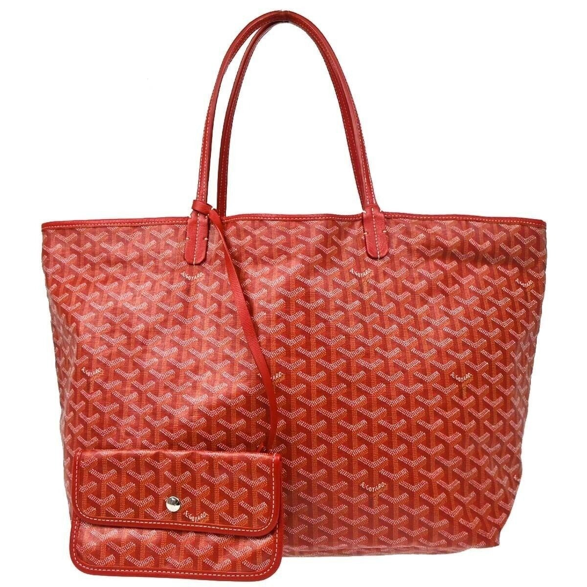 Goyard St Louis GM Red Shoulder Tote Bag &amp; Pouch Goyardine Saint Louis Purse