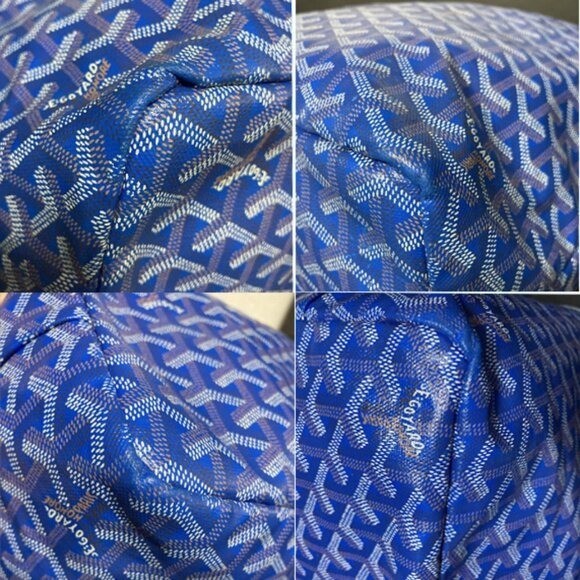 Rare Authentic Goyard Saint Louis PM Blue Shoulder Tote Bag &amp; Pouch