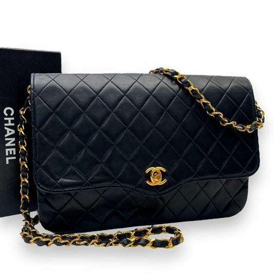 Chanel Vintage Matelasse Lambskin Leather Quilted Shoulder Bag Chain