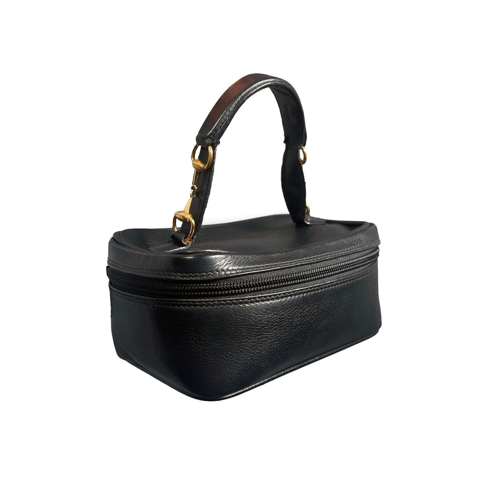 Gucci GG Horsebit Mini Bag Vanity Cosmetic Pouch Case Leather Black