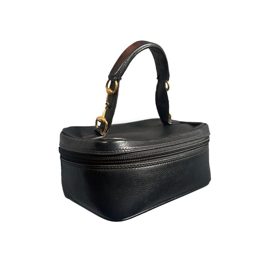 Gucci GG Horsebit Mini Bag Vanity Cosmetic Pouch Case Leather Black