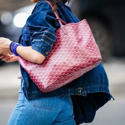 Goyard St Louis GM Red Shoulder Tote Bag &amp; Pouch Goyardine Saint Louis Purse