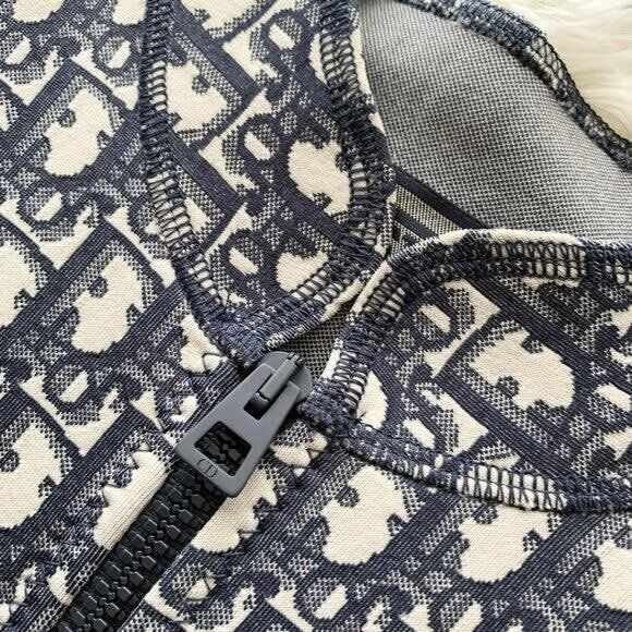 Christian Dior Trotter Logo Navy Monogram Vintage Dress Y2 K Oblique